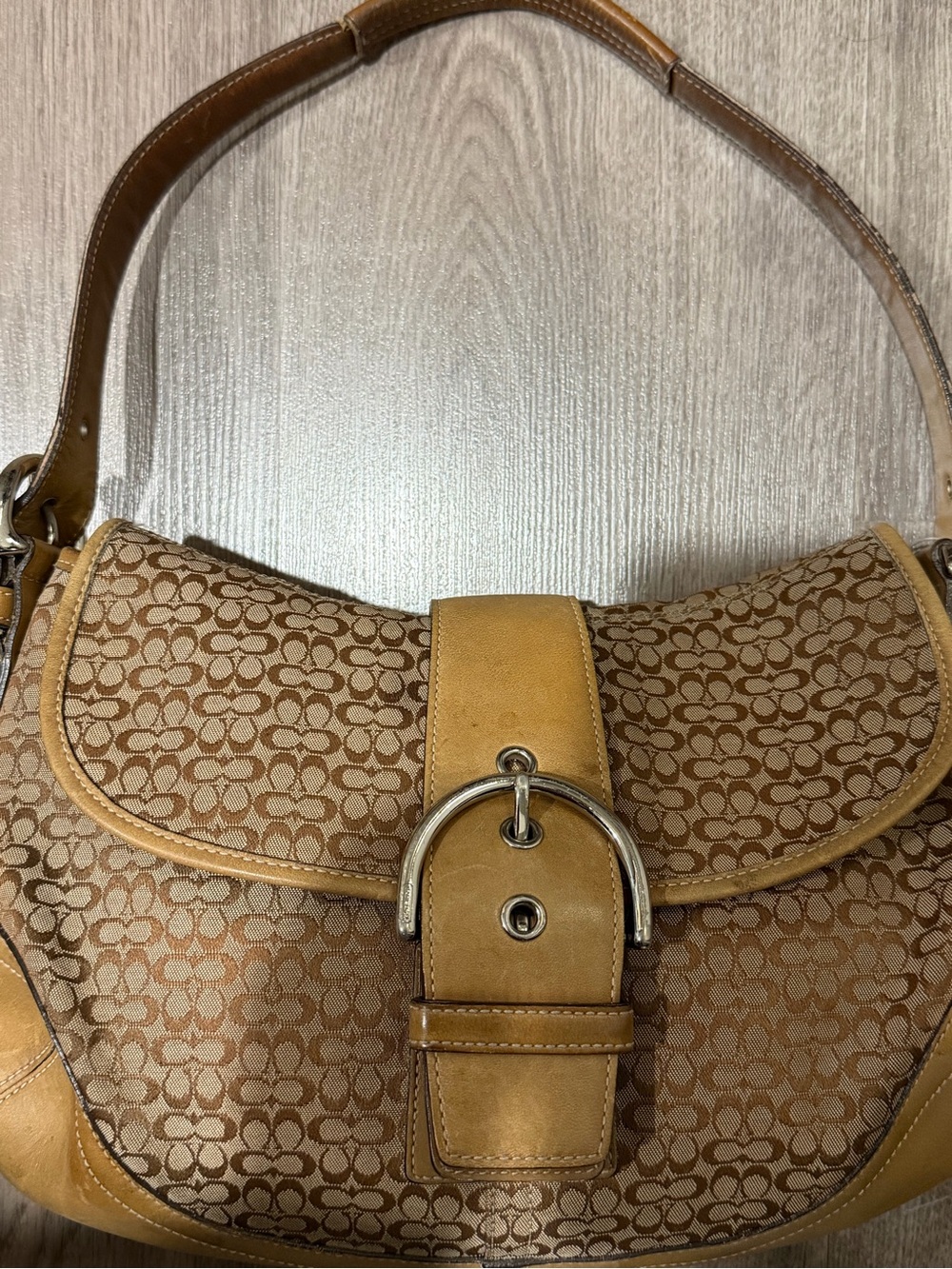 Classic Monogram Shoulder Bag in Tan